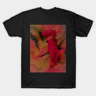 BRIGHT PINK FLORAL TROPICAL PARROT COCKATOO PALM JUNGLE POSTER PRINT T-Shirt